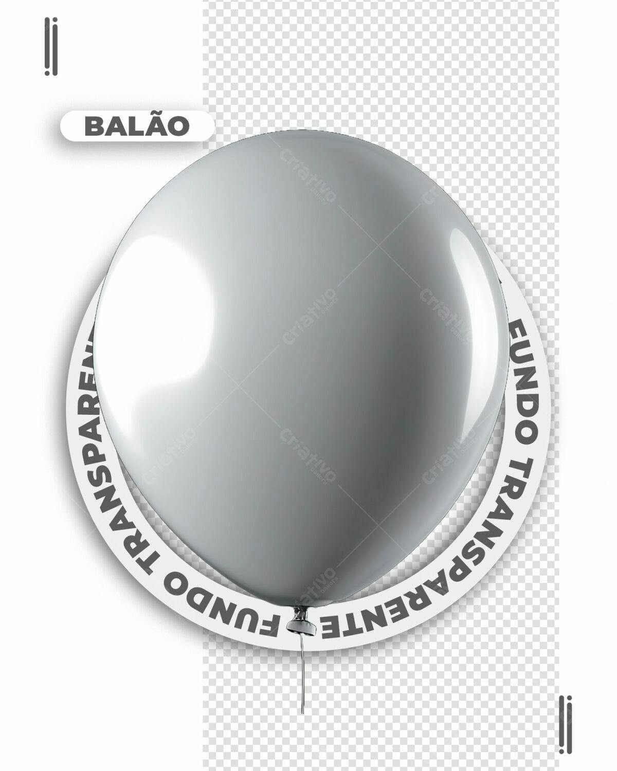 Balão Prata Fundo Transparente PSD Editável
