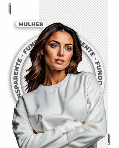 Mulher com moleton branco | imagem sem fundo | psd editável