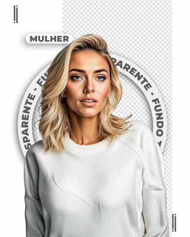 Mulher com moleton branco | imagem sem fundo | psd editável