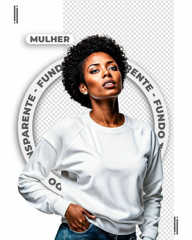 Mulher com moleton branco | imagem sem fundo | psd editável