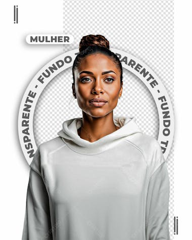 Mulher com moleton branco | imagem sem fundo | psd editável