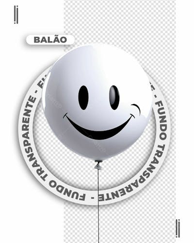 BEXIGA | BALÃO 3D BRANCO | IMAGEM SEM FUNDO | PSD EDITÁVEL