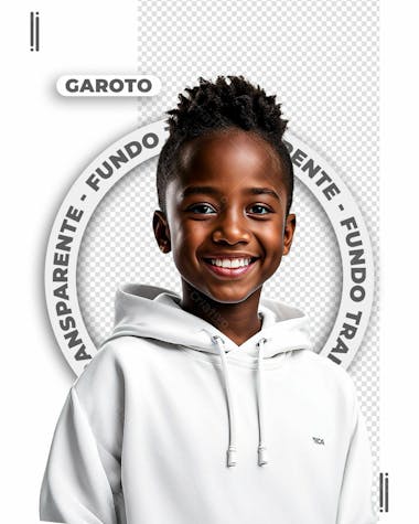 Garoto com moleton branco | imagem sem fundo | psd editável