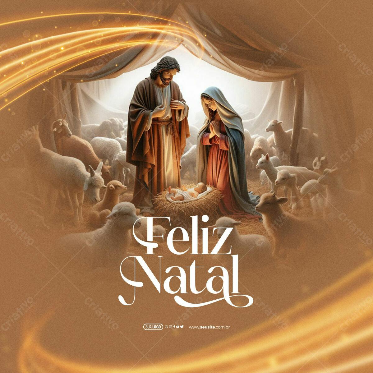 Postagem Natalina com Sagrada Família PSD Editável