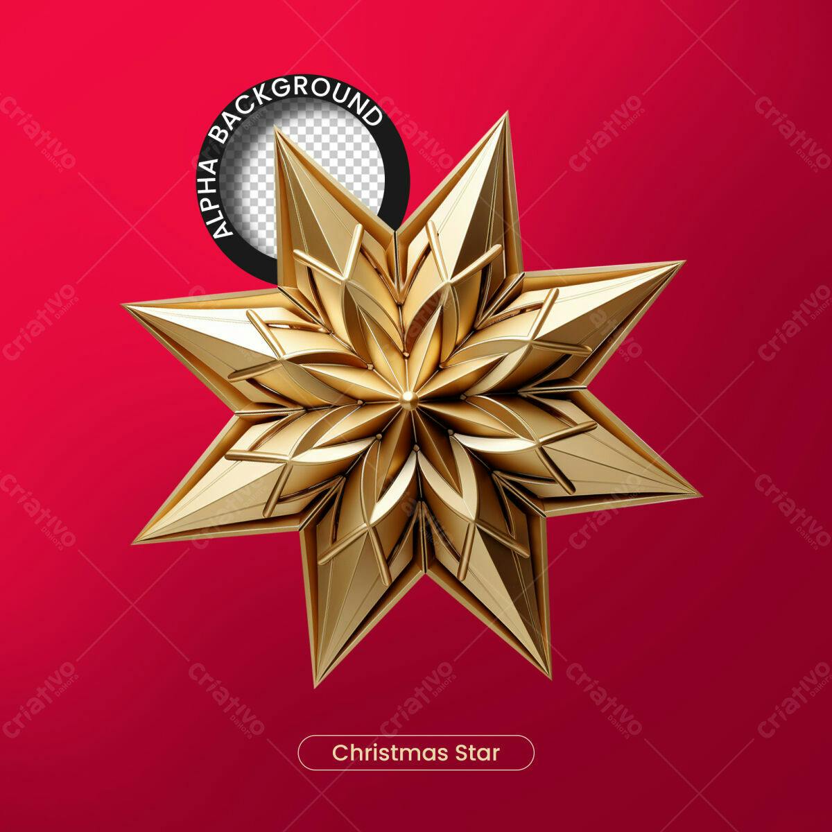 Estrela de Natal Dourada PSD Editável
