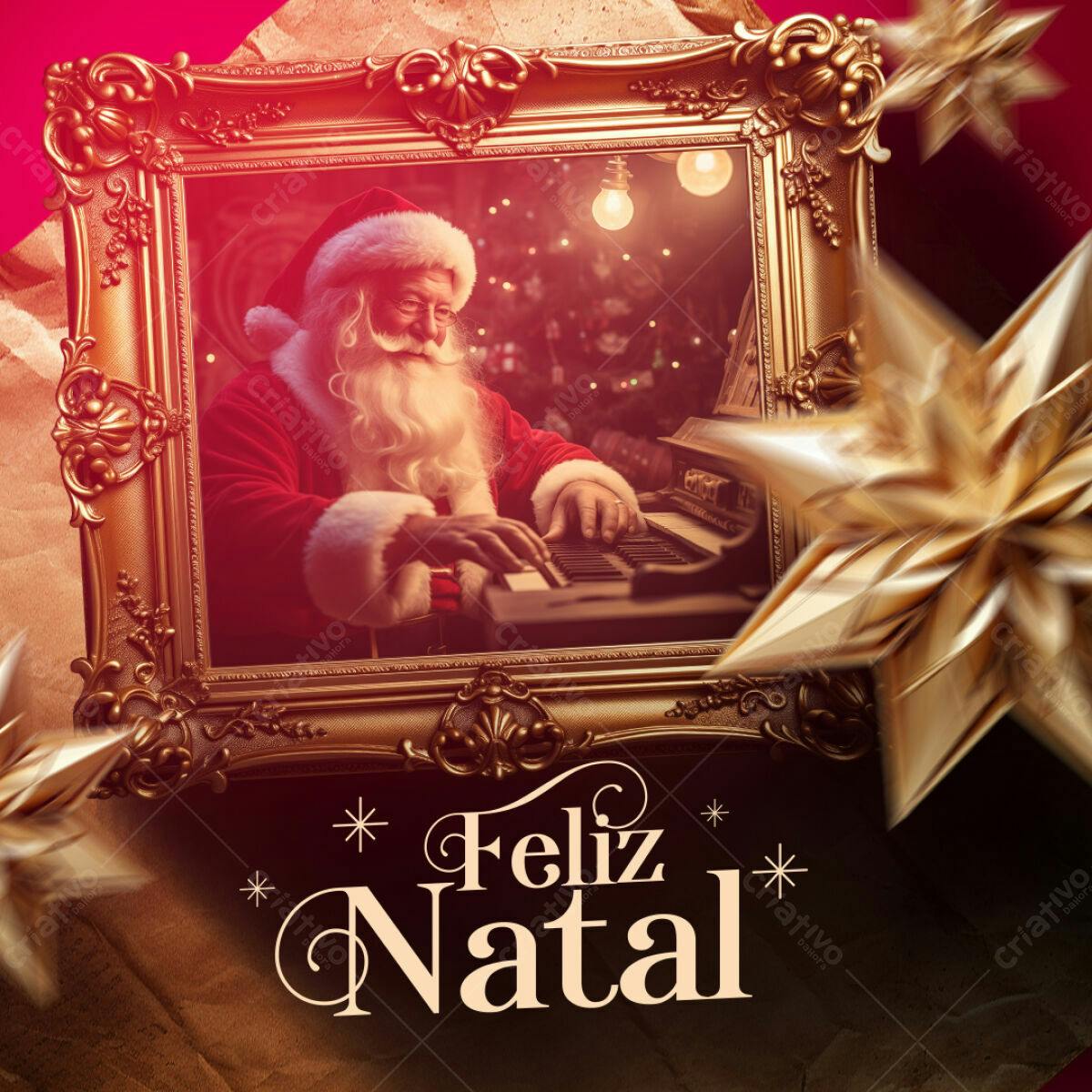 Postagem Natalina com Papai Noel PSD Editável