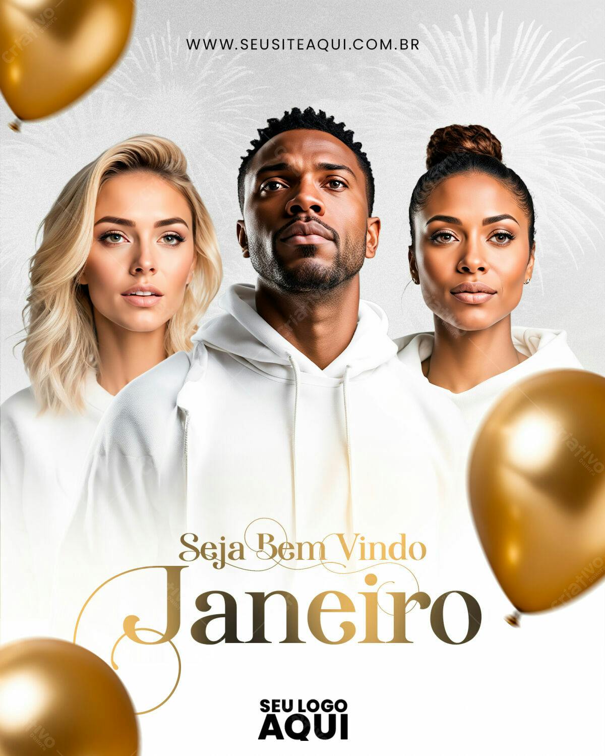 Flyer Boas Vindas Janeiro PSD Editável
