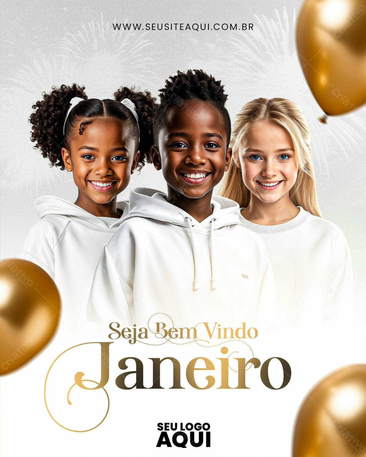 Flyer Boas Vindas Janeiro PSD Editável
