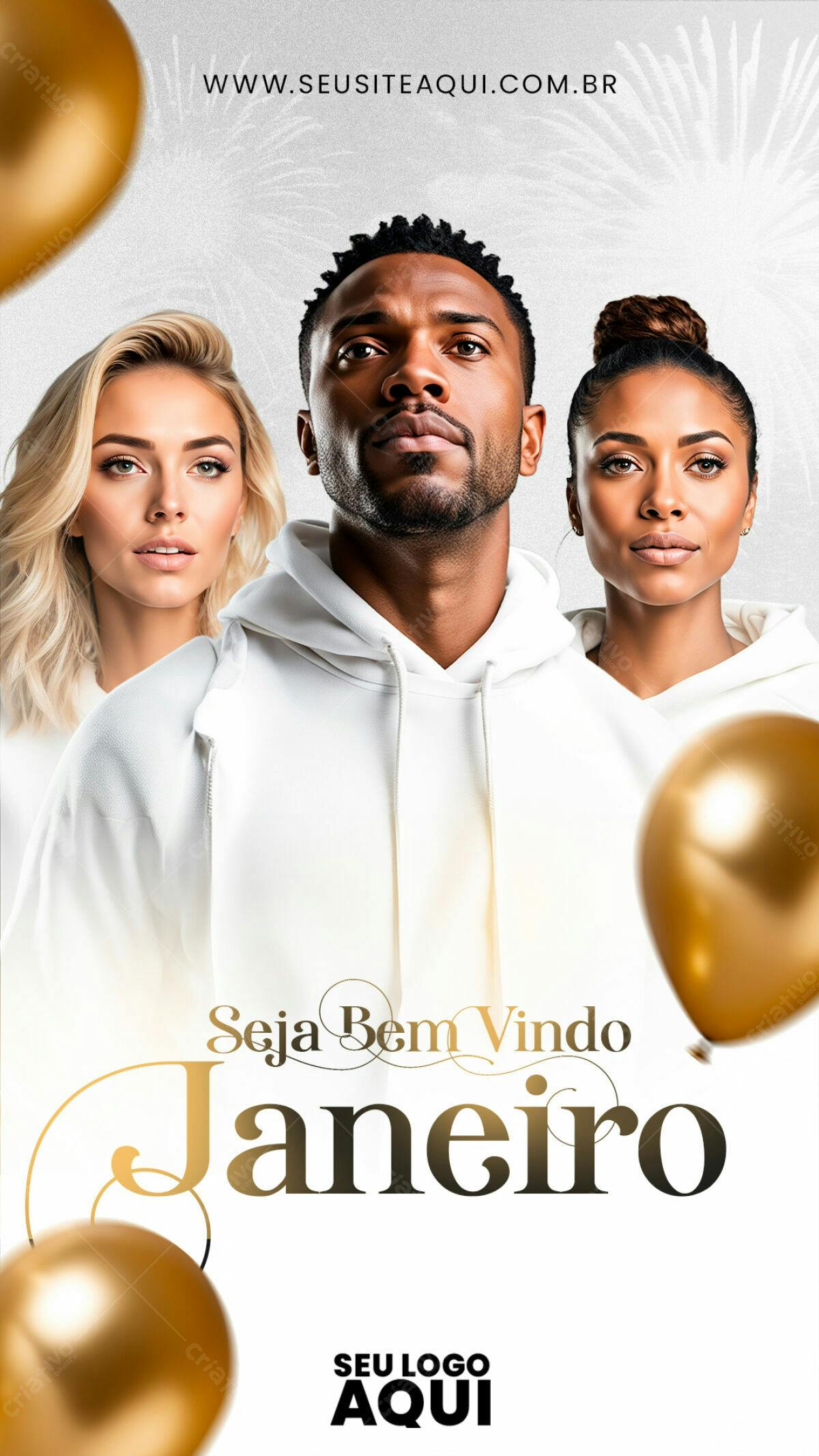 Flyer Boas Vindas Janeiro PSD Editável