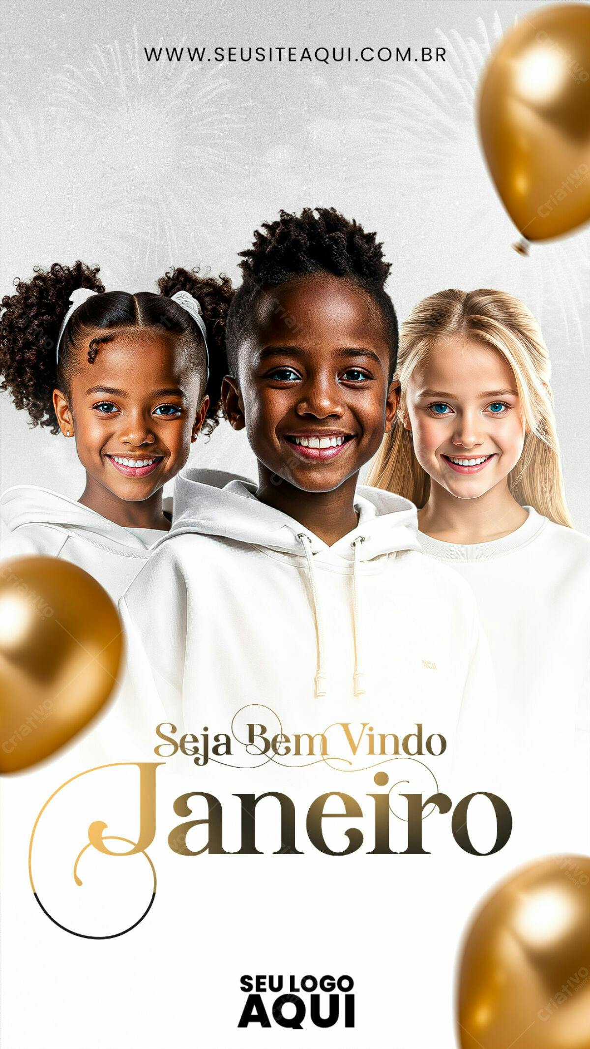 Flyer Boas Vindas Janeiro PSD Editável