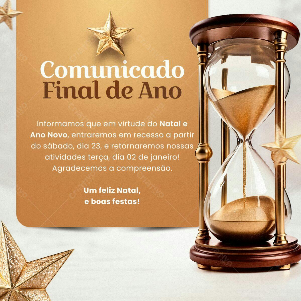 Comunicado Final de Ano PSD Editável