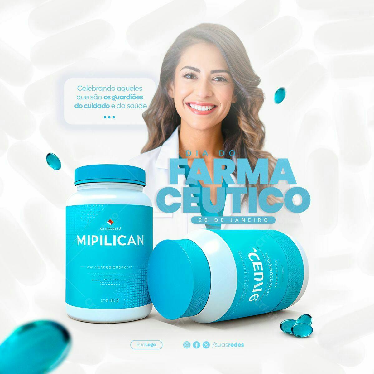 Flyer Dia do Farmacêutico PSD Editável