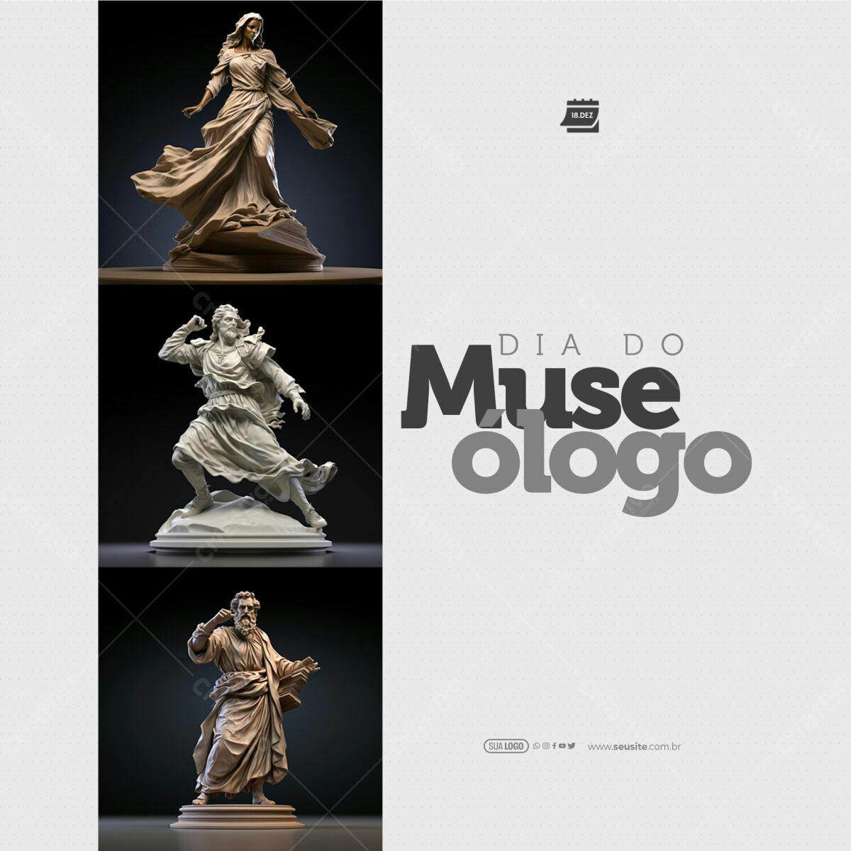 Arte para Dia do Museólogo PSD Editável