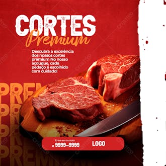 Churrasco cortes premium carne psd