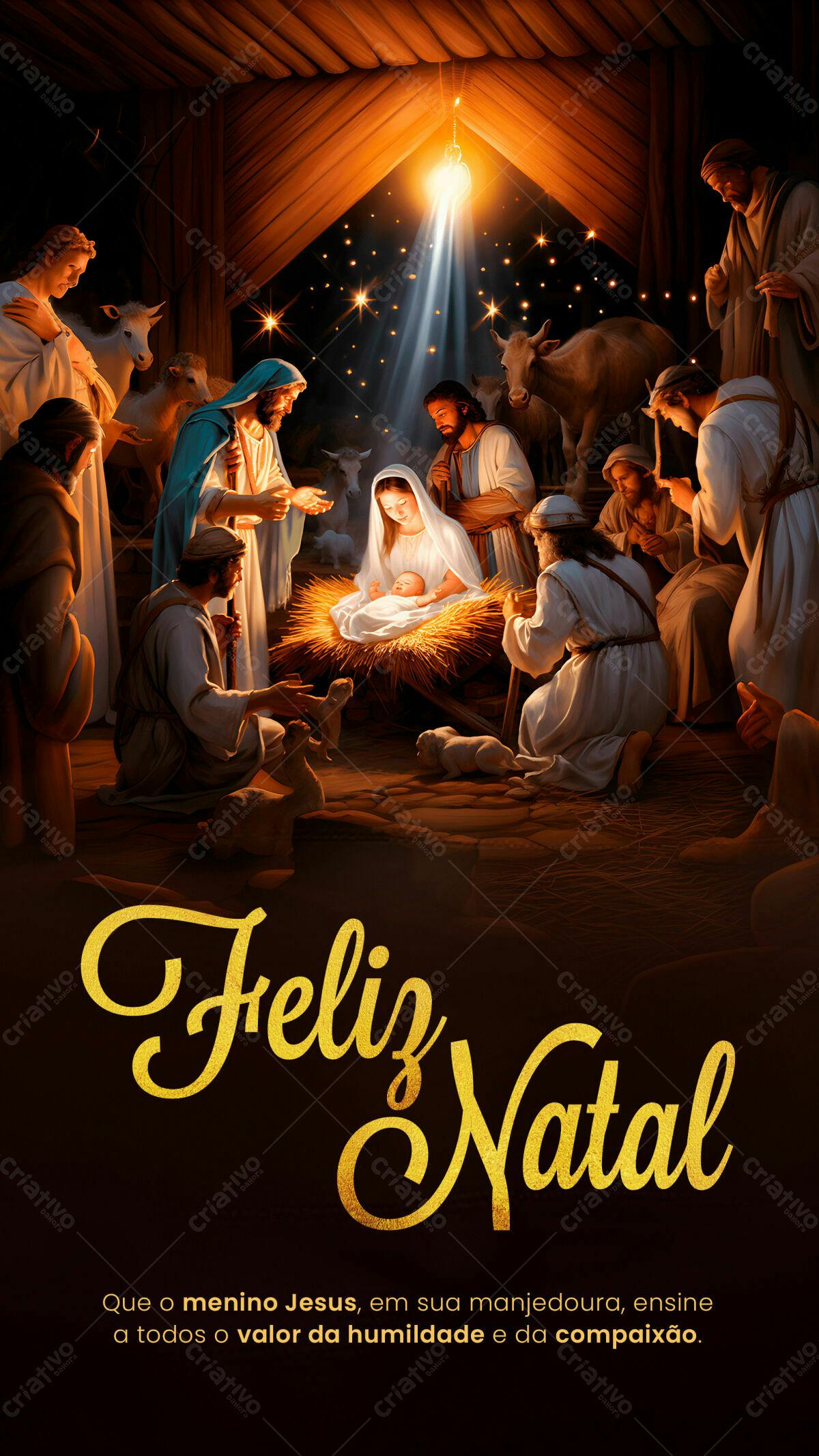 Flyer Natalino com Jesus em Manjedoura PSD Editável
