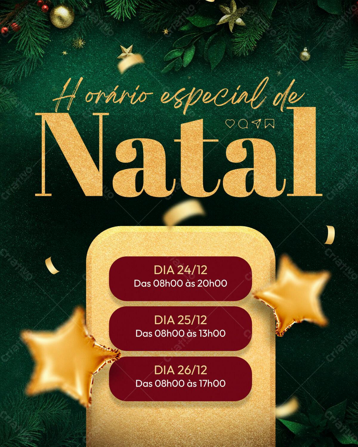Postagem de Instagram Horário de Natal PSD Editável
