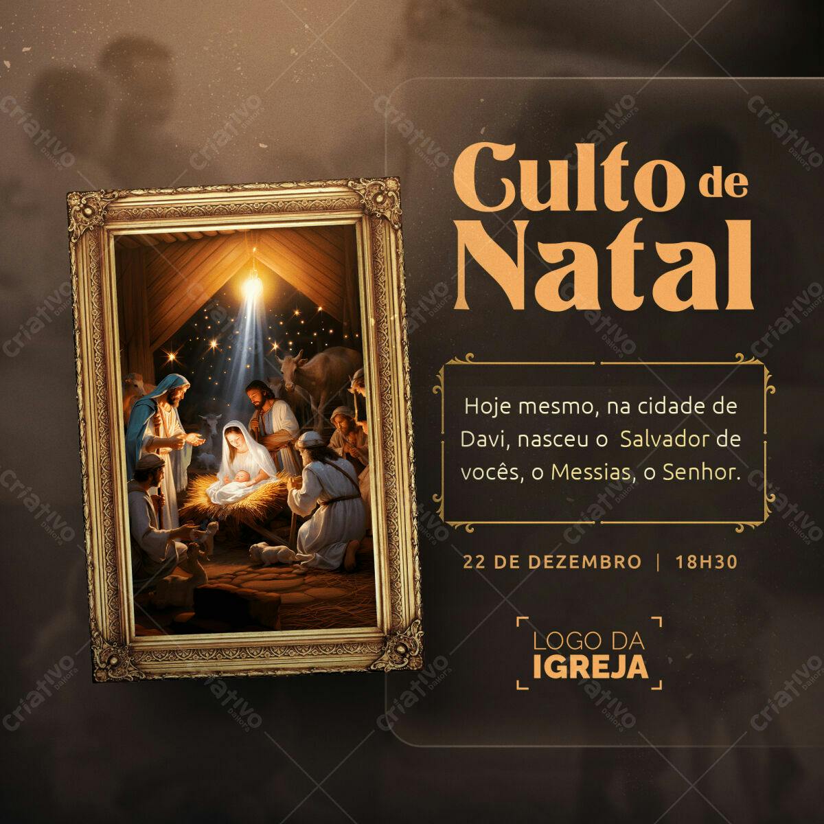 Flyer para Culto de Natal PSD Editável