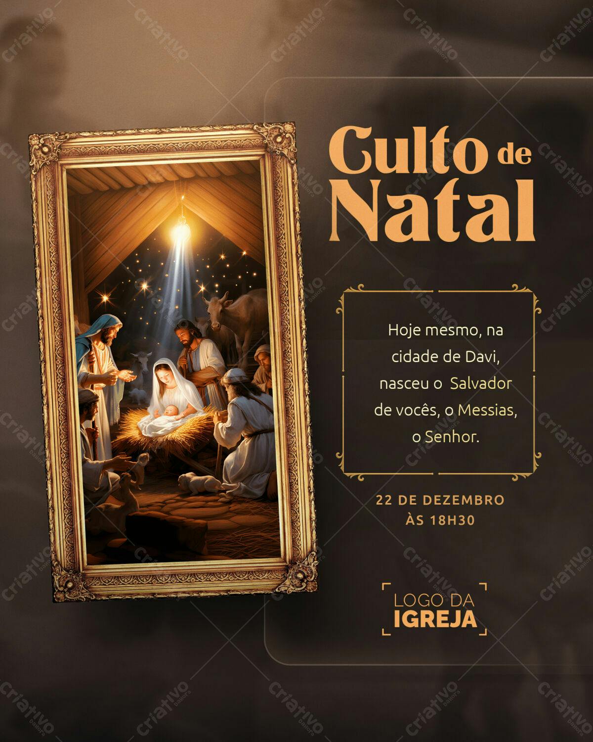 Flyer para Culto de Natal PSD Editável