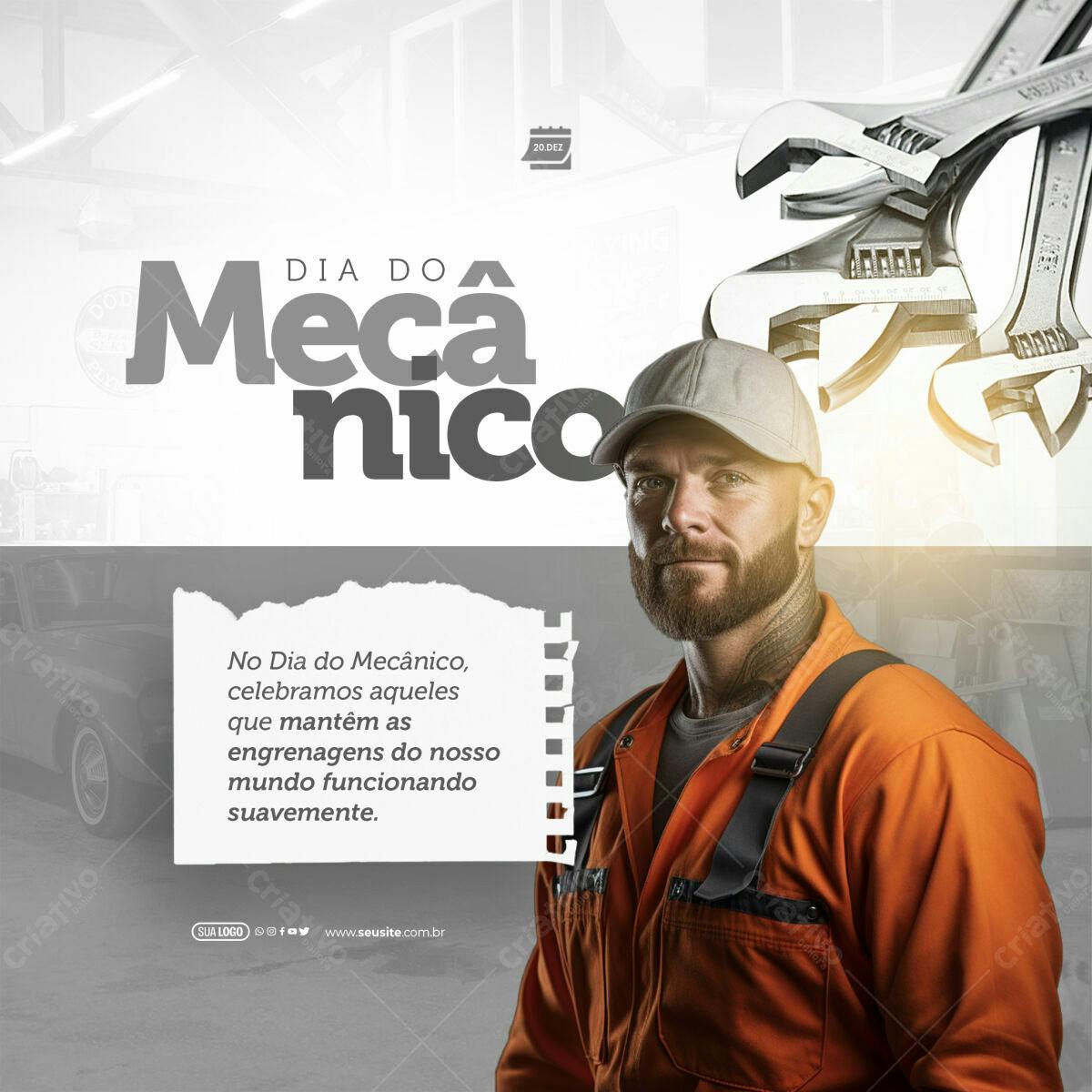 Postagem Dia do Mecânico PSD Editável