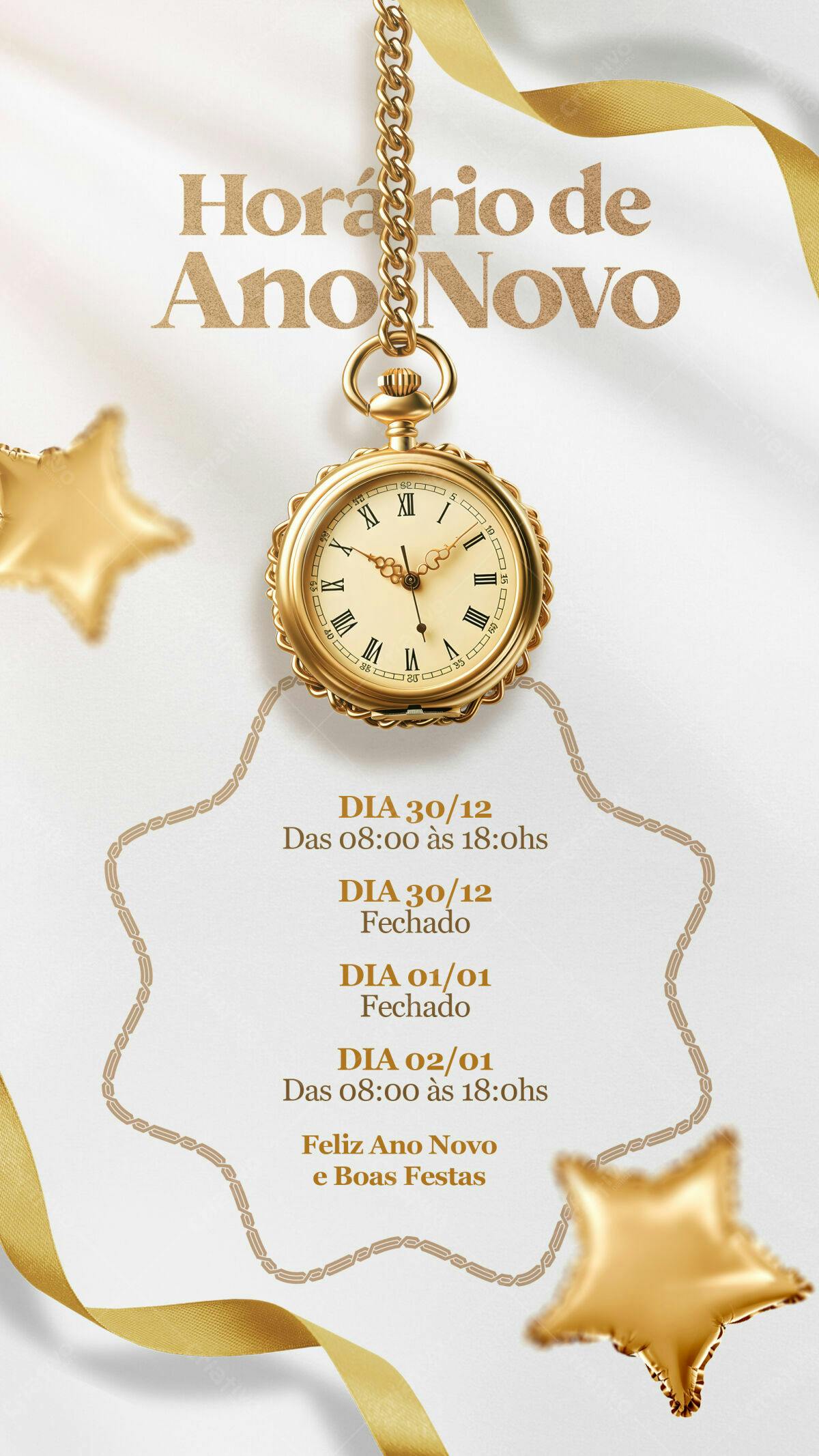 Flyer Horário de Ano Novo PSD Editável