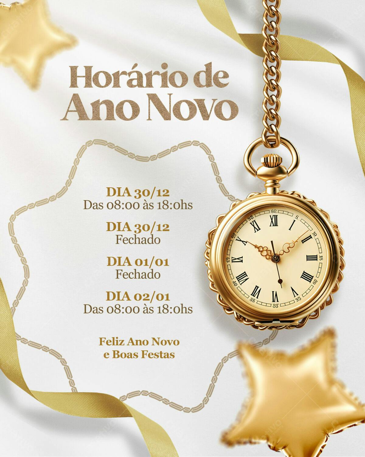 Flyer Horário de Ano Novo PSD Editável