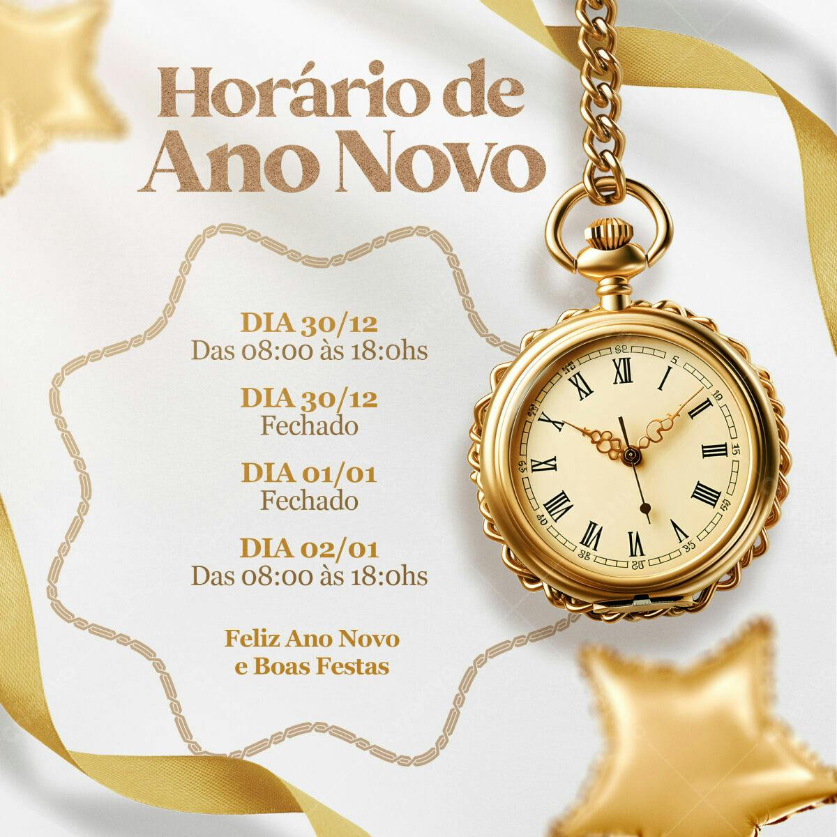 Flyer Horário de Ano Novo PSD Editável