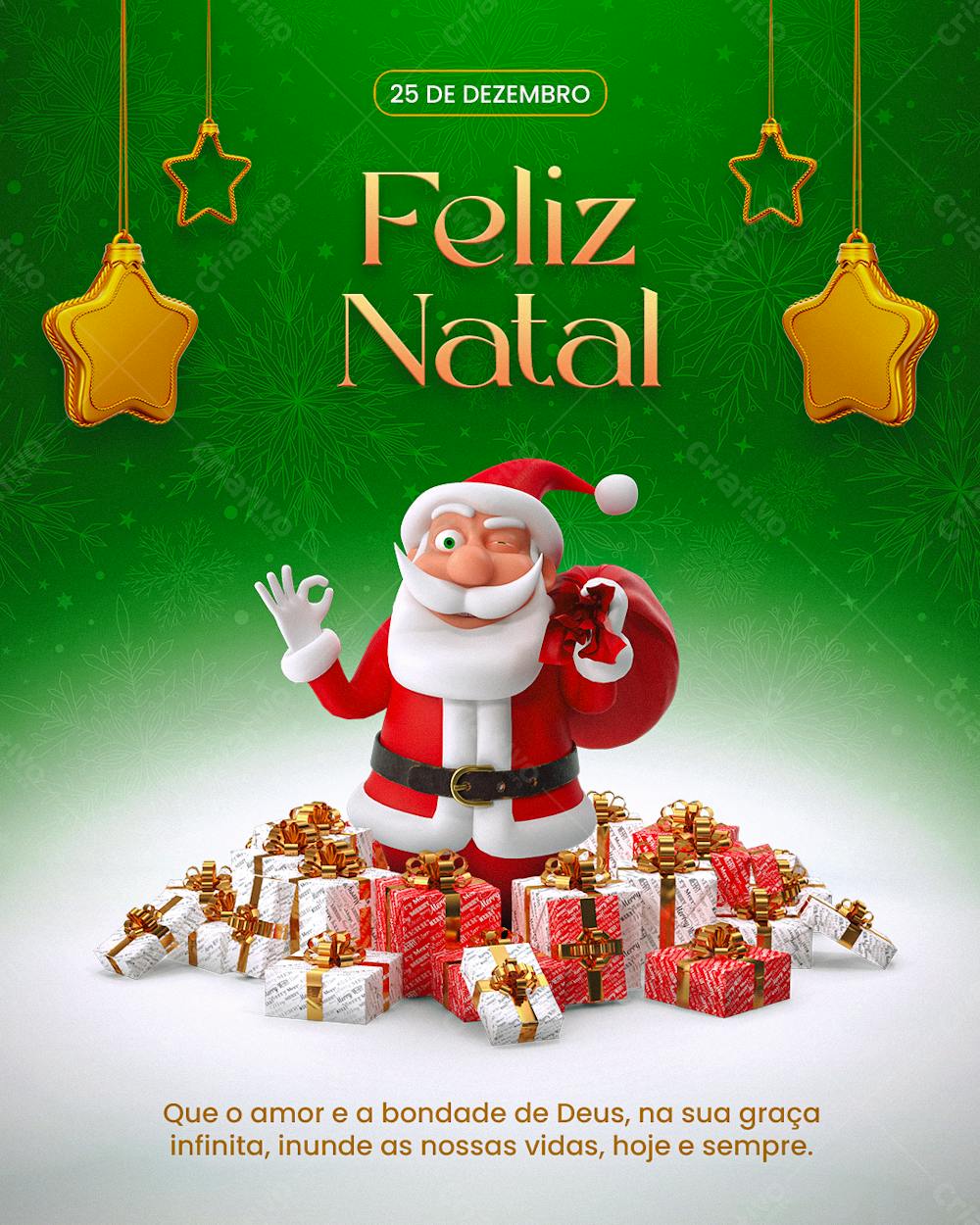 Flyer Feliz Natal Papai Noel Presentes Feed