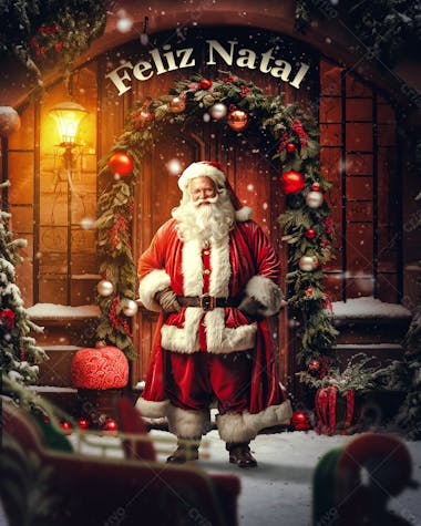 Flyer papai noel feliz natal feed