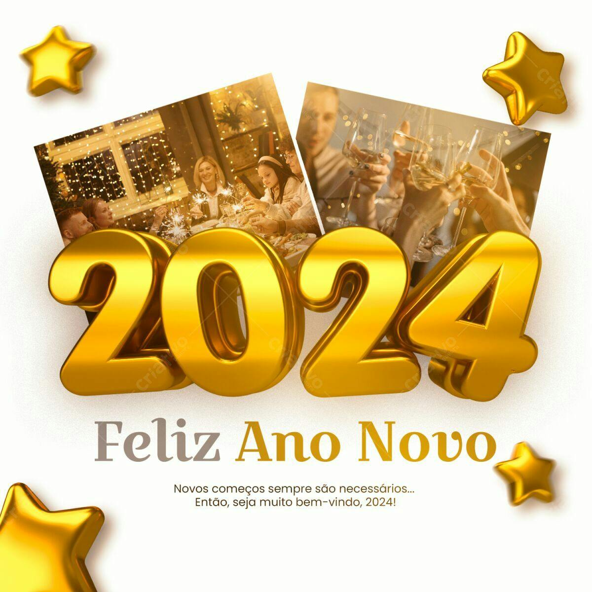Flyer Feliz Ano Novo 2024 PSD Editável