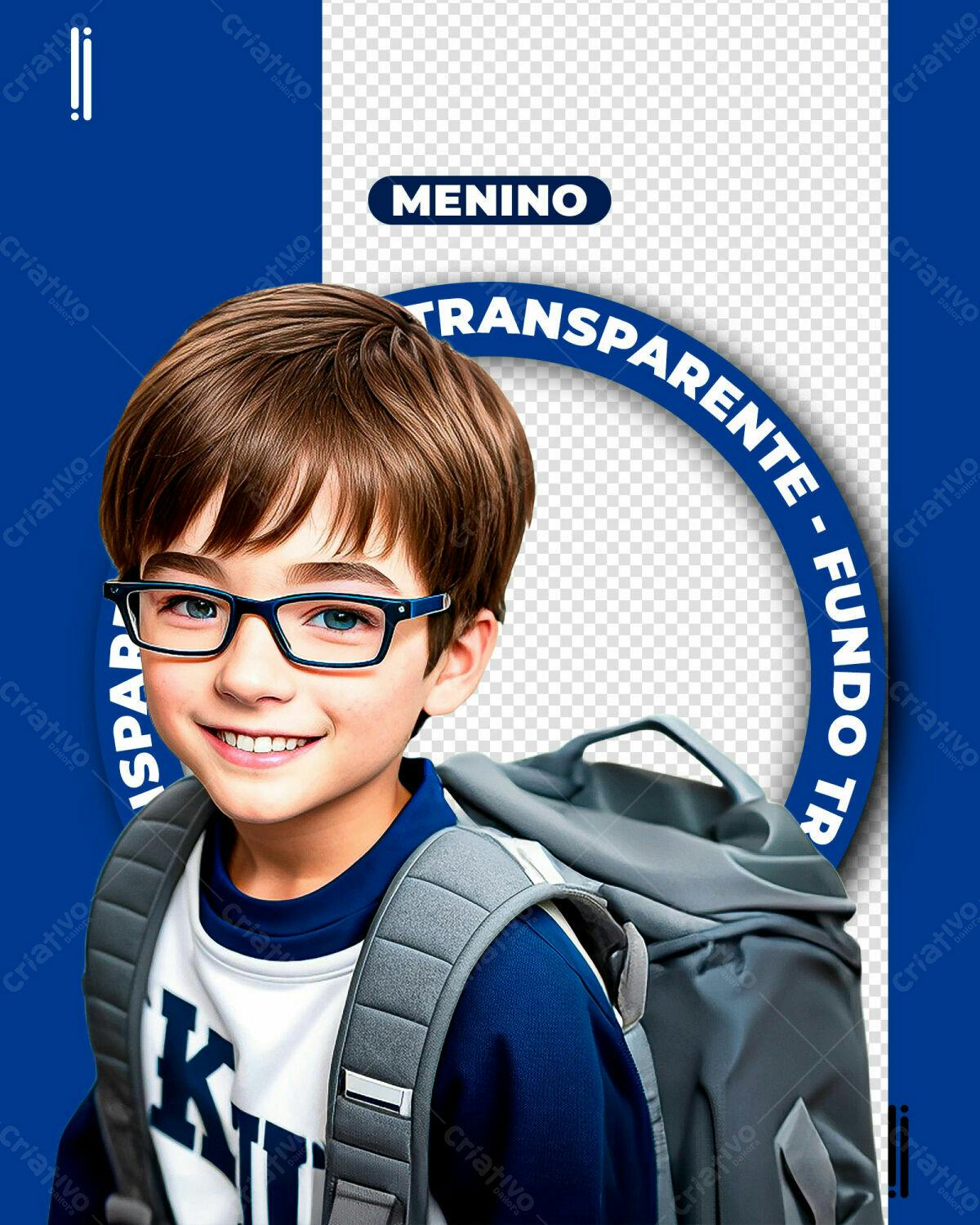 Postagem para Crianças com Mochila PSD Editável