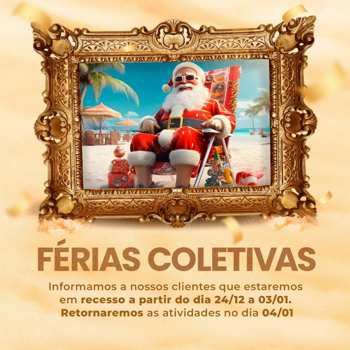 Anúncio Férias Coletivas Natal PSD Editável