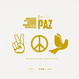São vários os simbolos, mas o objetivo é o mesmo, propague a paz mundial dia mundial da paz 1 de janeiro social media post