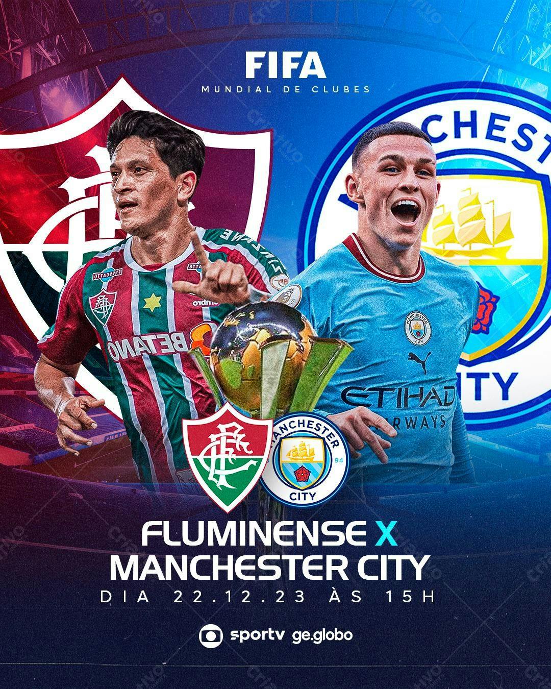 Flyer Flu x Man City Mundial de Clubes PSD Editável