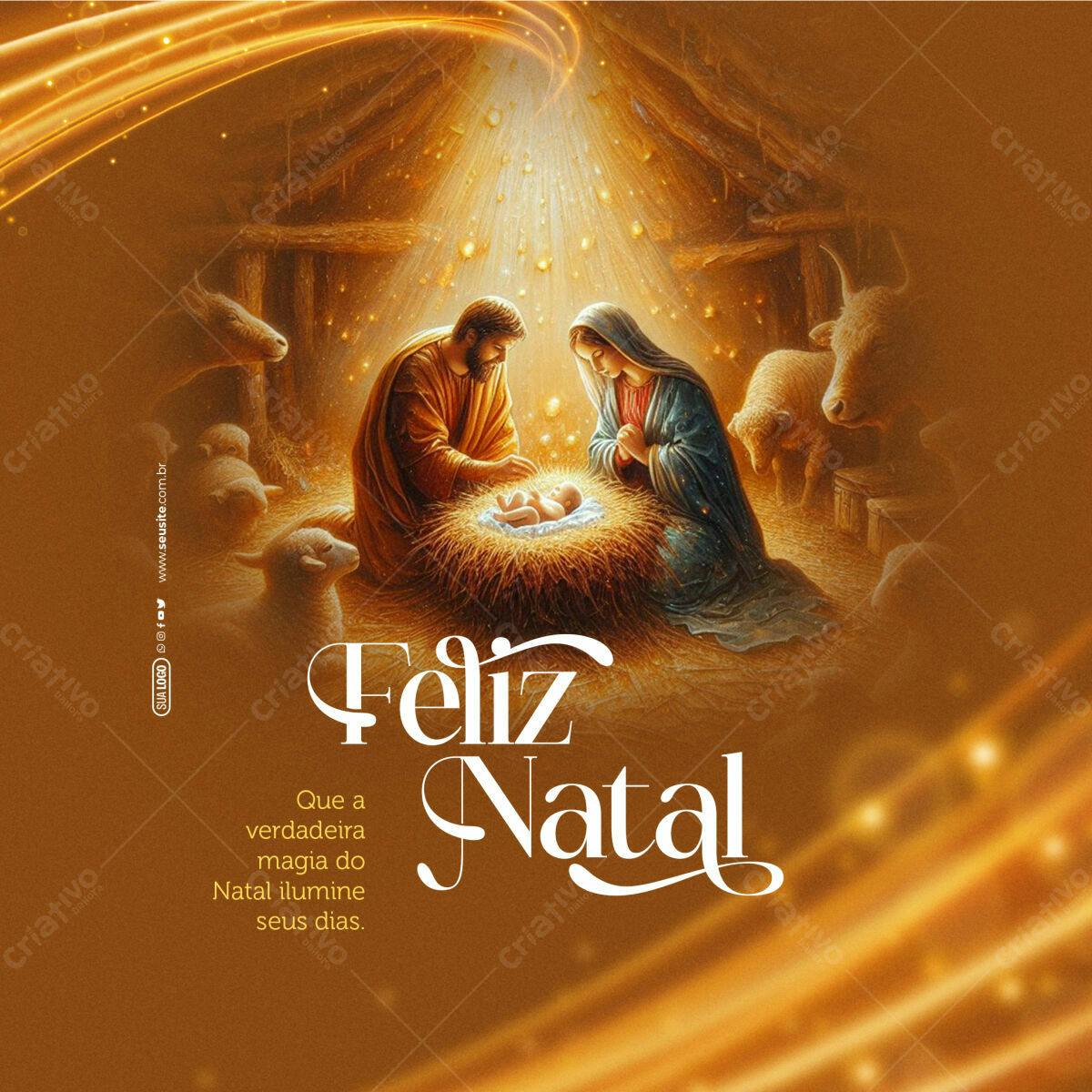 Postagem Natalina Sagrada Família PSD Editável
