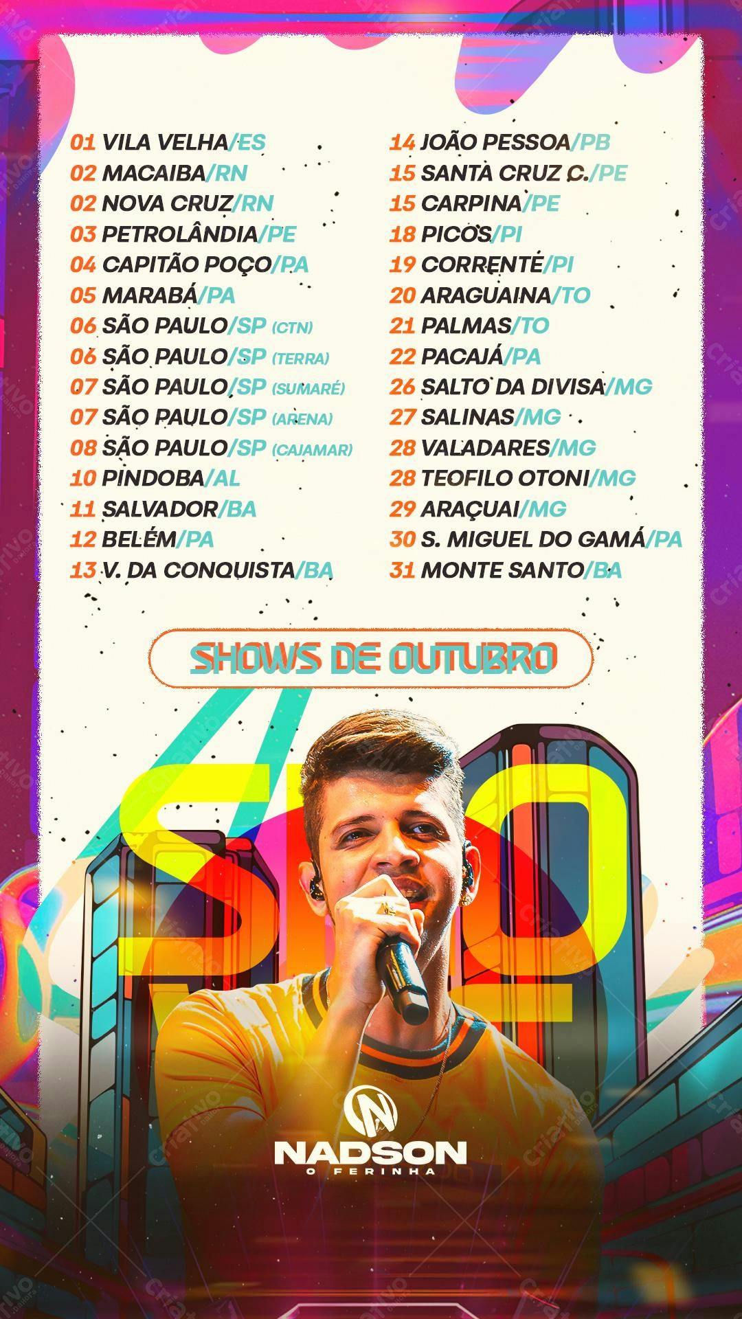 Flyer Shows Nadson O Ferinha Outubro PSD Editável
