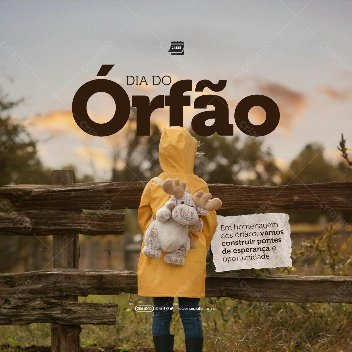 Post para o Dia do Órfão PSD Editável