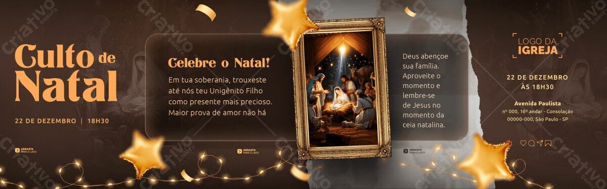 Flyer para Culto de Natal PSD Editável