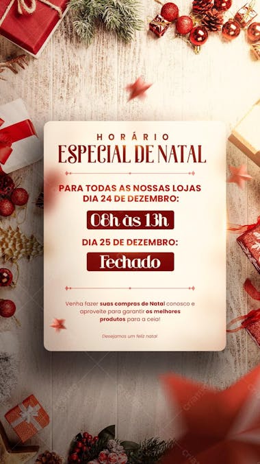 Horário especial de natal