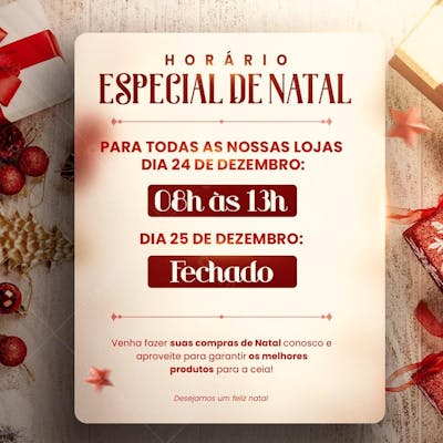 Horário Especial De Natal