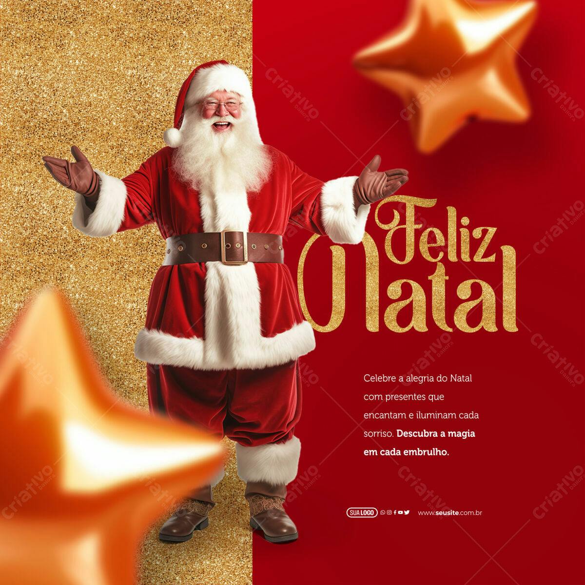 Postagem de Natal com Papai Noel PSD Editável