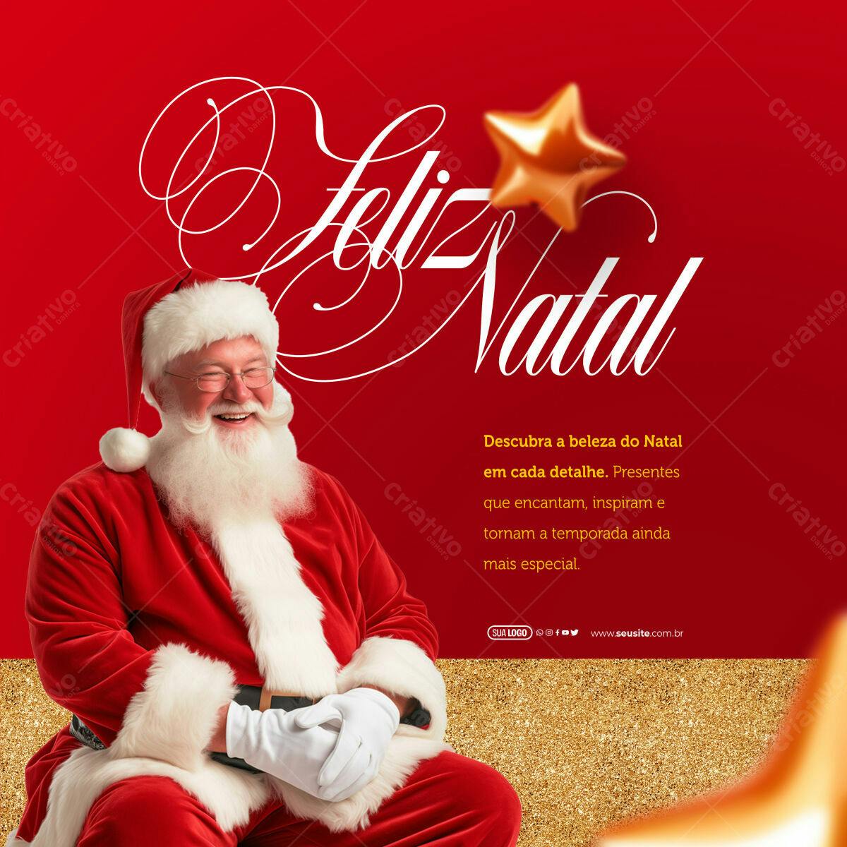 Postagem de Natal com Papai Noel PSD Editável