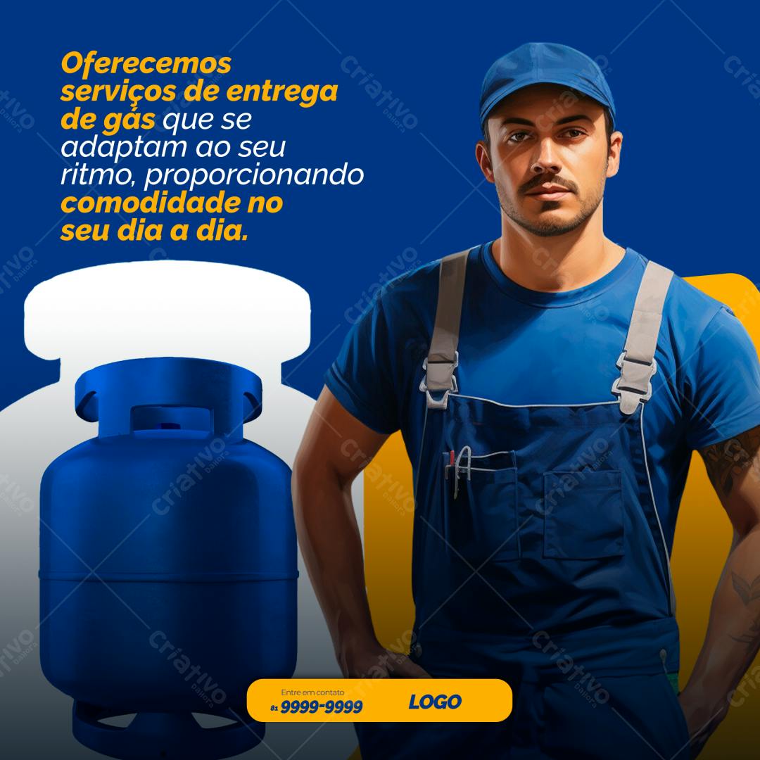 Post para Redes Sociais Empresa de Gás PSD Editável