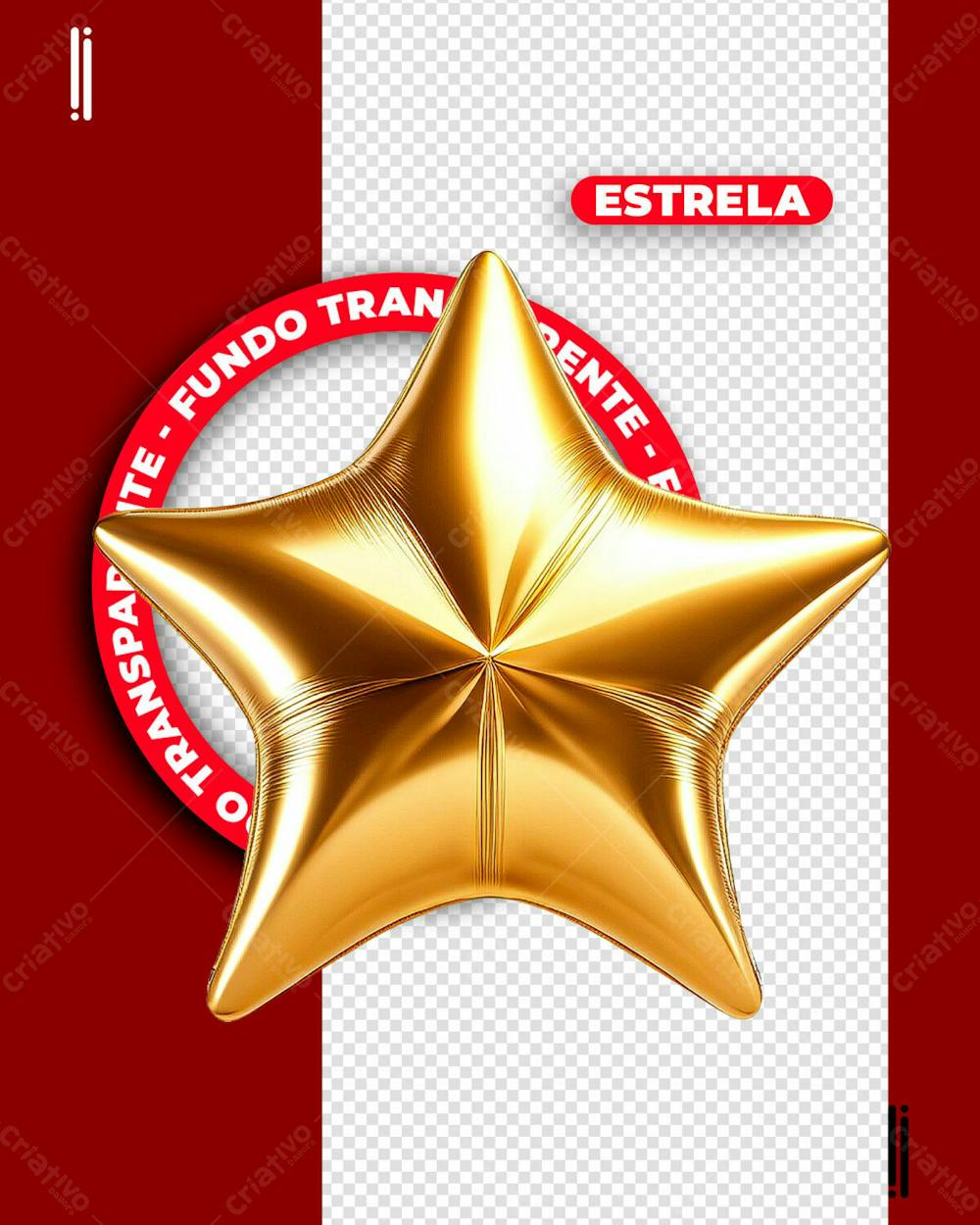 ESTRELA DOURADA 3D | IMAGEM SEM FUNDO | PSD EDITÁVEL