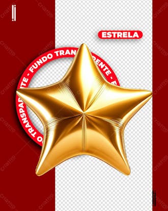 Estrela dourada 3d | imagem sem fundo | psd editável