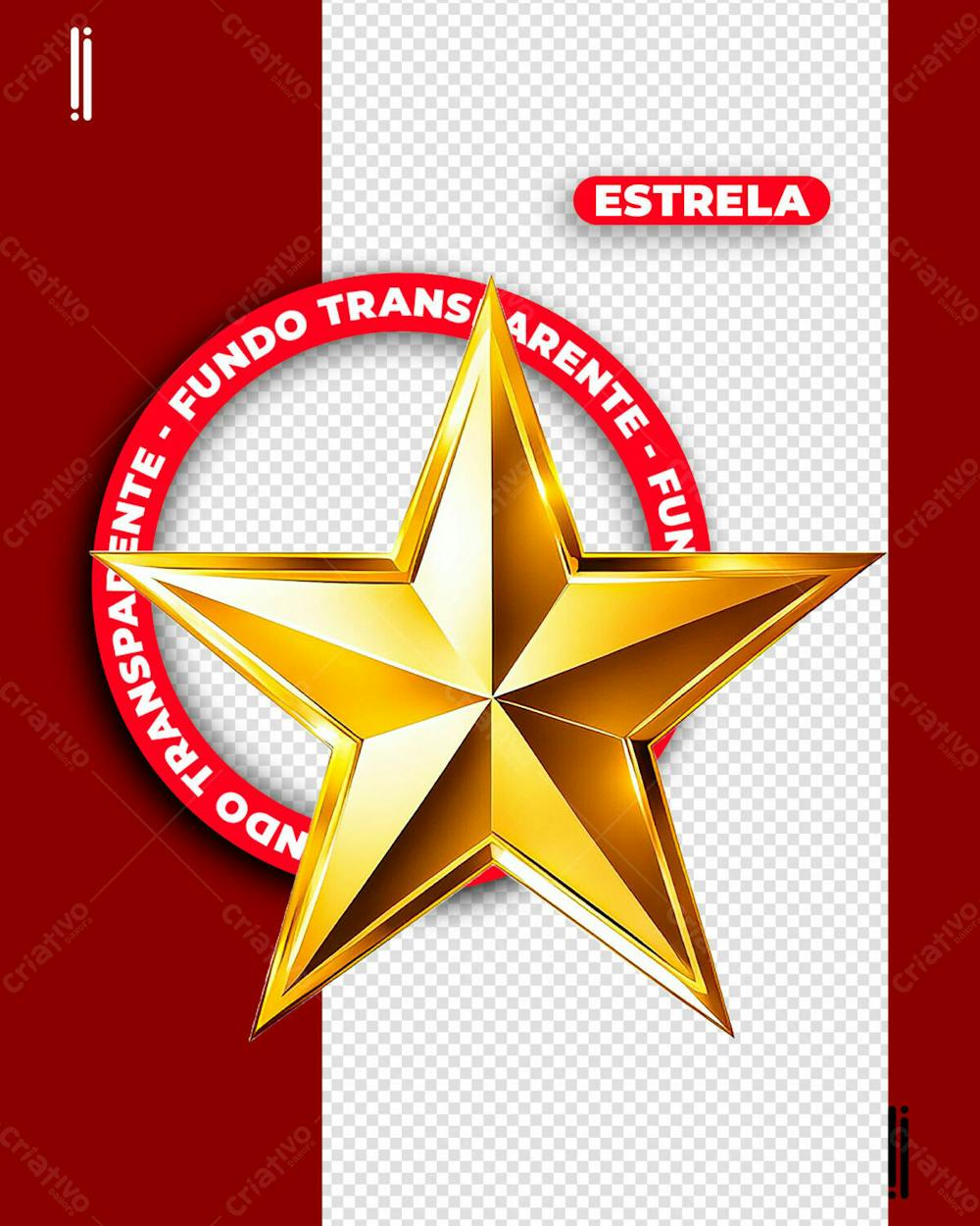 ESTRELA DOURADA 3D | IMAGEM SEM FUNDO | PSD EDITÁVEL