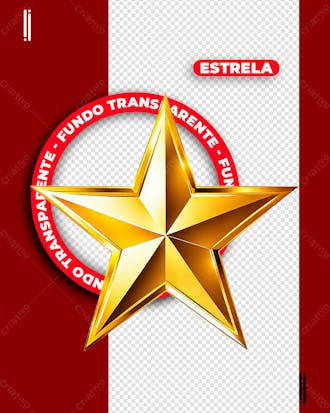 Estrela dourada 3d | imagem sem fundo | psd editável