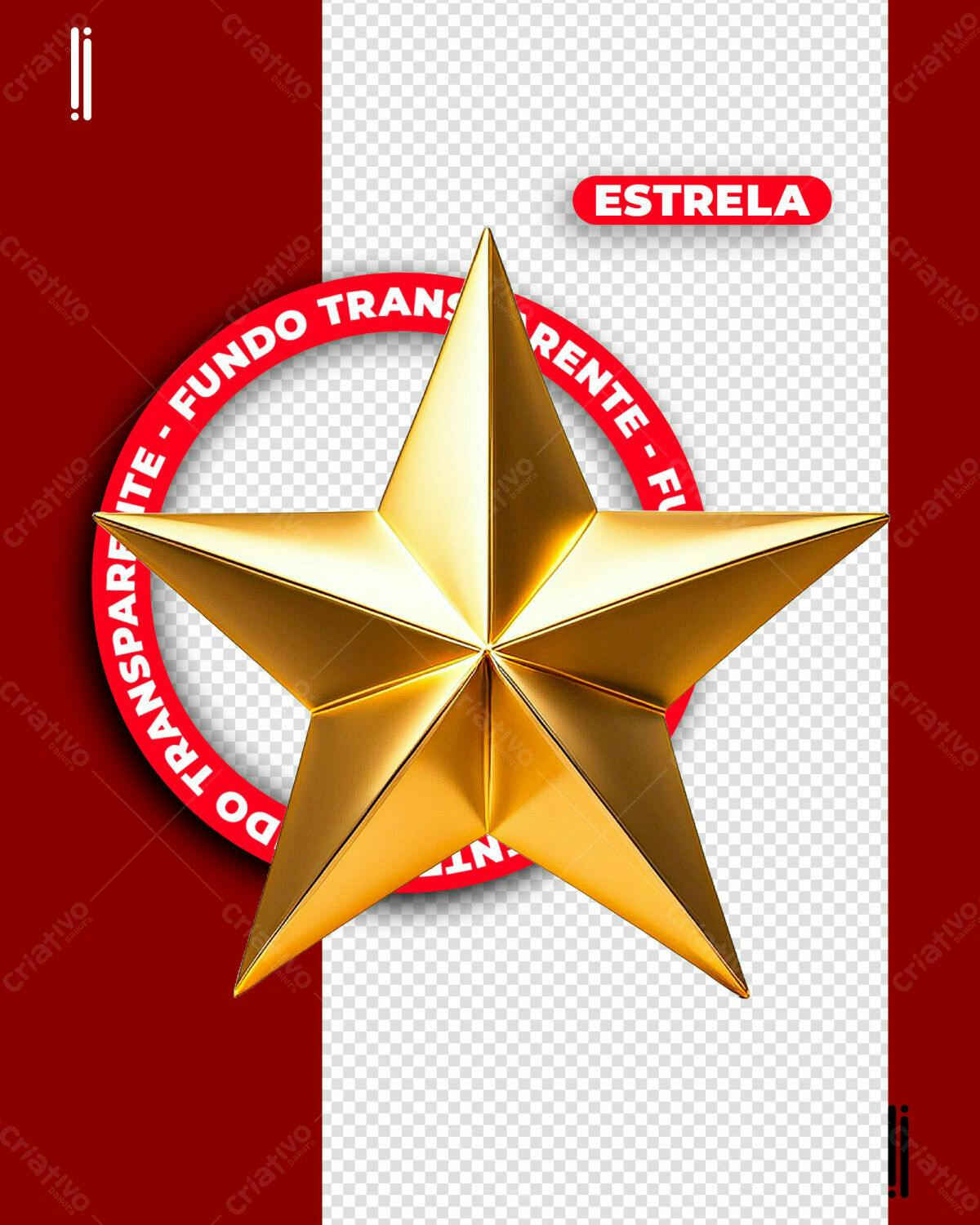 Estrela Dourada em Fundo Vermelho PSD Editável