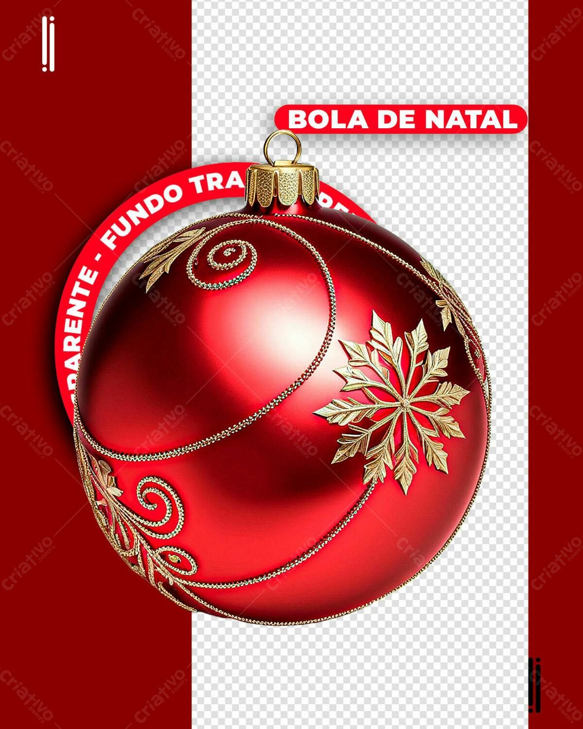 Enfeite de Natal Bola Vermelha PSD Editável