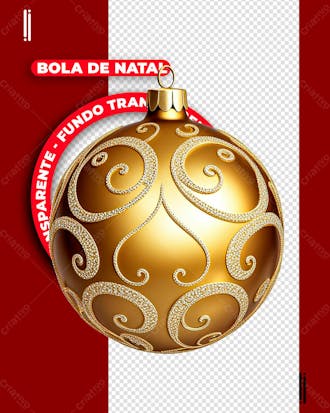 Bola de arvore de natal 3d dourada | imagem sem fundo | psd editável