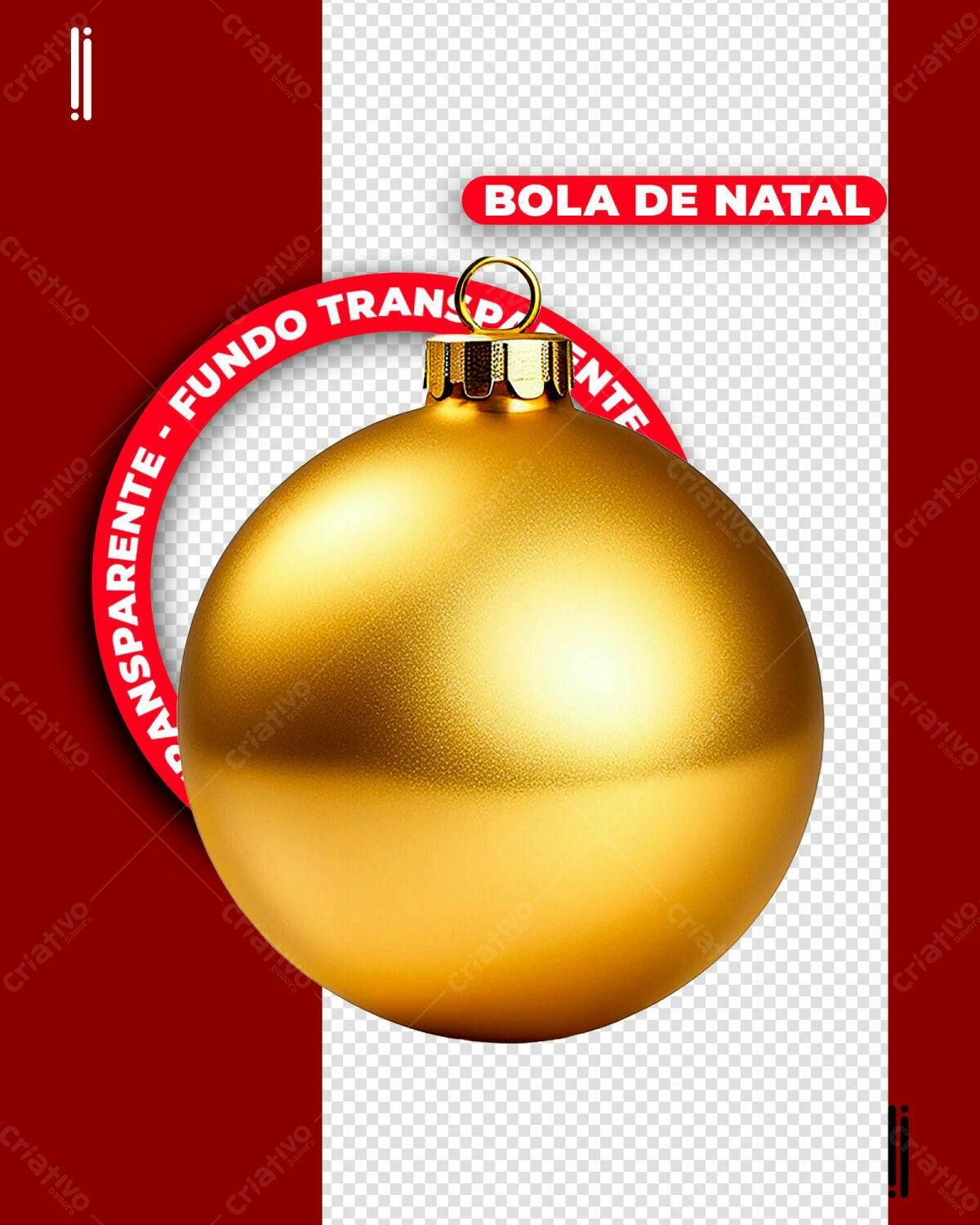 Enfeite de Natal Bola Dourada PSD Editável